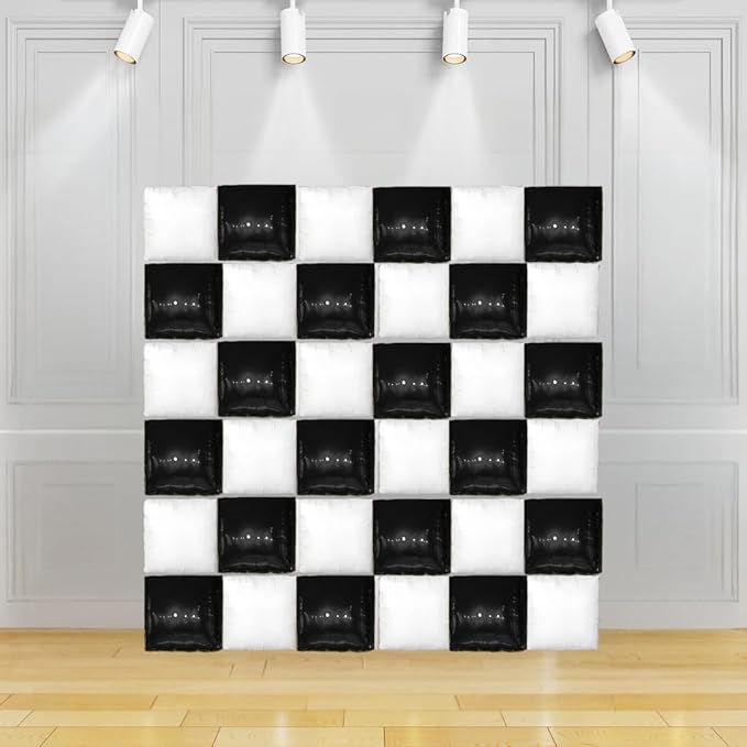 Matte Pink and White Foil Balloon Wall (36 Pack) | 6 Foot by 6 Foot Wall | Weddings, Birthdays, Showers, Parties, and Events (Black and White)