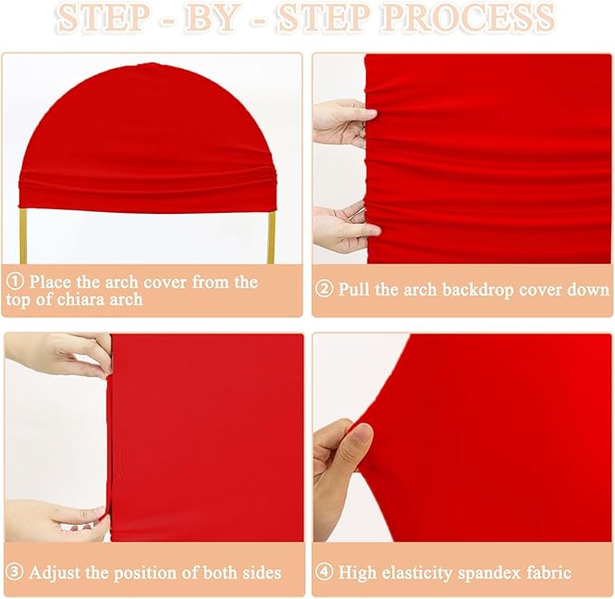 Red Arch Cover Set of 3 Wedding Arch Stand Cover 7.2ft 6.6ft 6ft Spandex Balloon Arch Covers Stretchy Backdrop Chiara Arch Backdrop Cover for Happy Birthday Party Bridal Shower Arch Decor