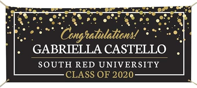 GiftsForYouNow Congratulations Personalized Graduation Banner, Measures 30" x 72", Custom Grad Gift, Graduation Party Decoration, Class of 2023 Grad Party