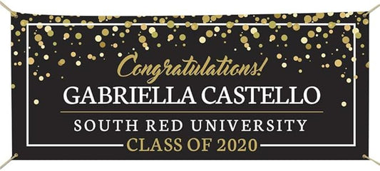 GiftsForYouNow Congratulations Personalized Graduation Banner, Measures 30" x 72", Custom Grad Gift, Graduation Party Decoration, Class of 2023 Grad Party
