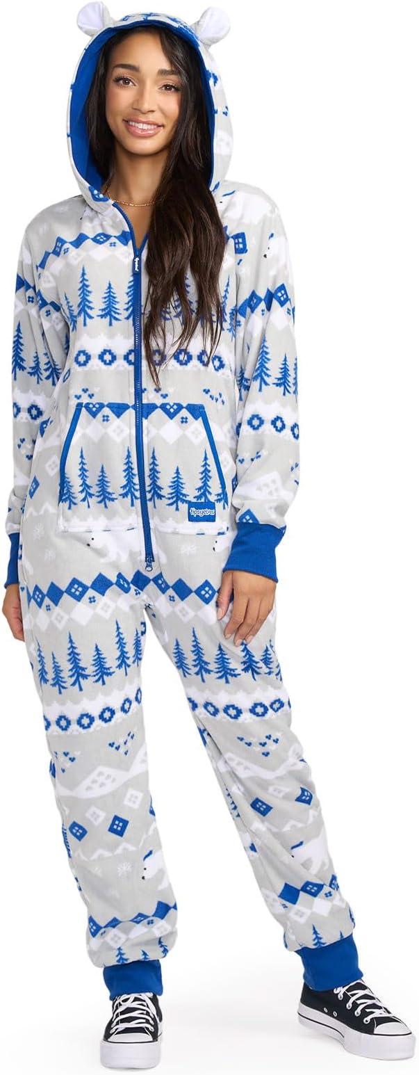 Tipsy Elves Christmas Onesies for Adults - Comfy Unisex Matching Holiday Jumpsuits with Convenient Pockets
