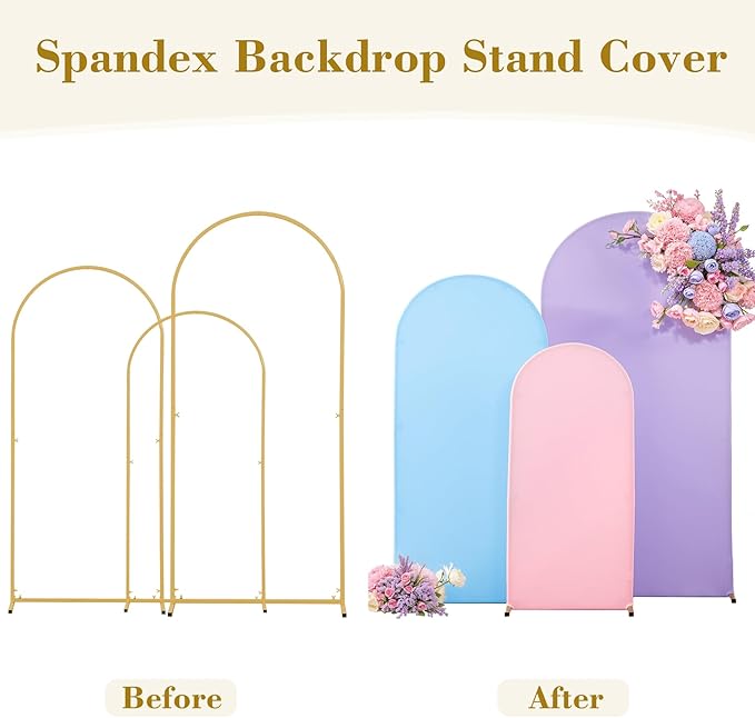 Pink Purple Blue Arch Backdrop Cover 3 Set-4FT, 5FT, 6FT Spandex Fitted Wedding Arch Stand Covers for Baby Shower Birthday Party Wedding Ceremony Photo Arch Stand Background Decorations