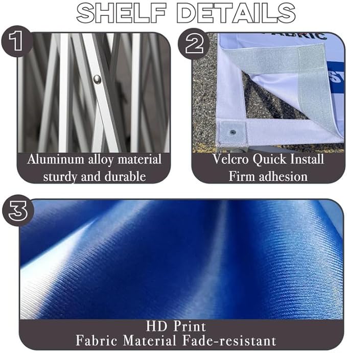 Customize Trade Show Fabric Pop Up Display Tension Fabric Banner Portable Aluminum Display Store Sign Holders Booth Holder Print and Frame Set 10×7.5 FT