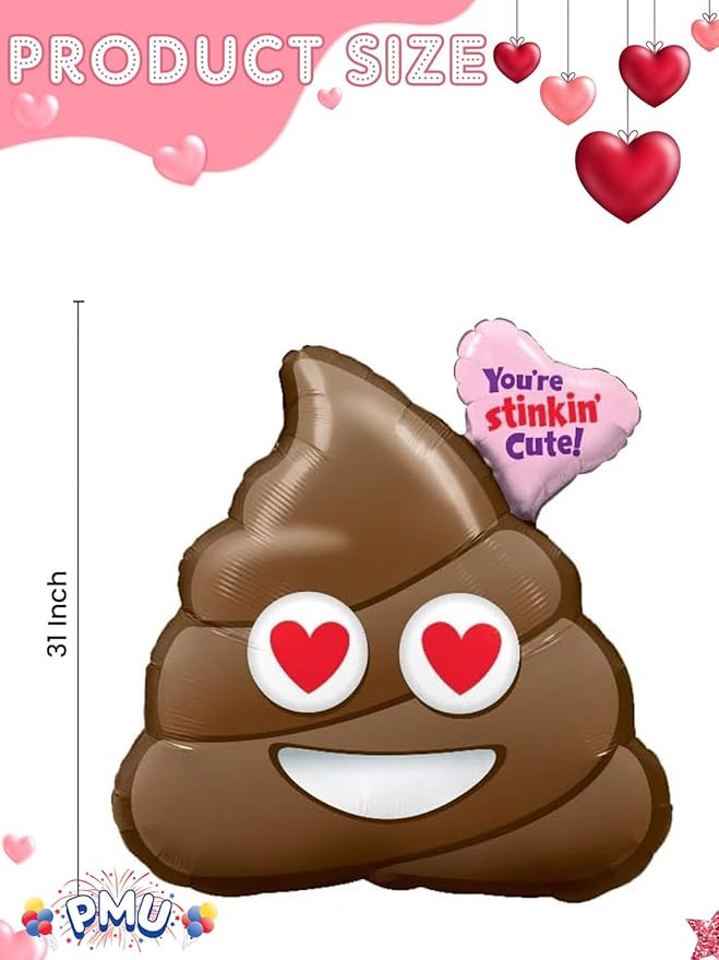 PMU Valentines Day Mylar - Foil Balloons for Special Events, You're Stinkin' Cute 31 Inch Balloon Photo Props Party Decoration and Accessories (10/Pkg) Pkg/1