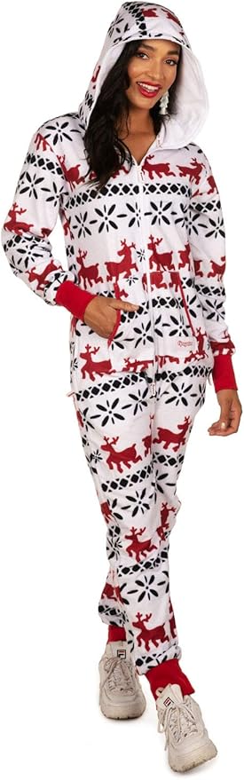 Tipsy Elves Christmas Onesies for Adults - Comfy Unisex Matching Holiday Jumpsuits with Convenient Pockets