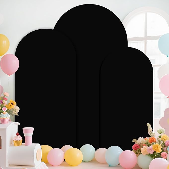 Backdrop Arch Stand with Cover Black Arch with Cover Backdrop 6&6.6&7.2ft Metal Arch Stand and Cover Set of 3 Wedding Arch Cover Gold Arch Backdrop Stand for Wedding Party Reception Decor