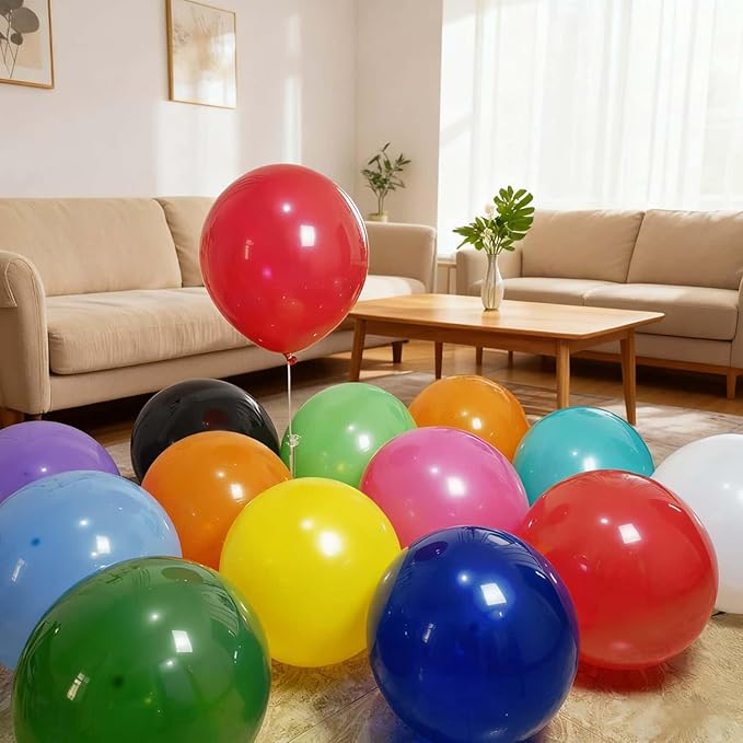 200 Pack 18 Inch Latex Balloons - 18 Colors, Bulk Balloon Decor for Birthdays, Weddings & All Party Events