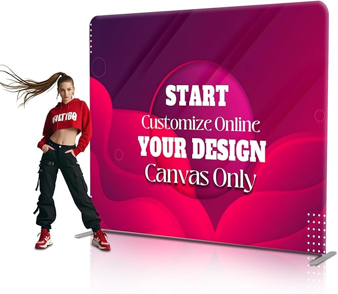 Custom Tension Fabric Display Backdrop Trade Show Backdrop for Weddings, Events, Booth (Banner only, Double Sided Print 7.5x13 Ft)