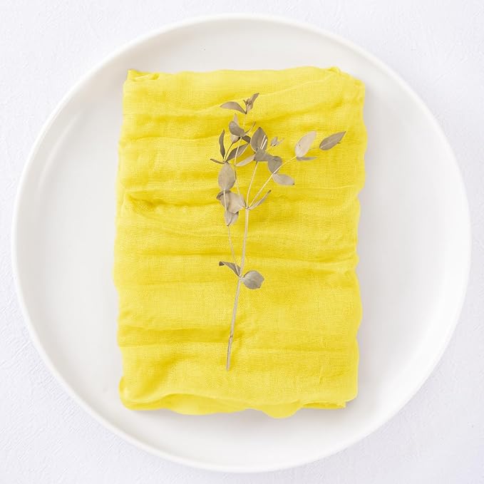 50 Pack Lemon Yellow Cheesecloth Napkins Spring Cloth Napkins Set of 50 Yellow Dinner Napkins Bulk 21x21 Inches for Wedding Bridal Shower Baby Shower Valentine's Day