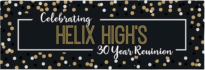 Let's Make Memories Personalized Banner - Birthday, Wedding, Engagement, Work Event Celebration Banner - Custom Party Decorations - Indoor/Outdoor Vinyl - Confetti - Black & Gold - 8ft
