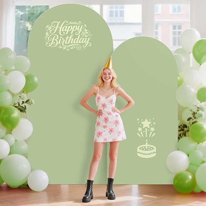 Arch Covers 7.2 and 6ft Spandex Arch Backdrop Cover Set of 2 for Arch Stands Sage Green Chiara Backdrop Arch Stand Cover Happy Birthday Decorations