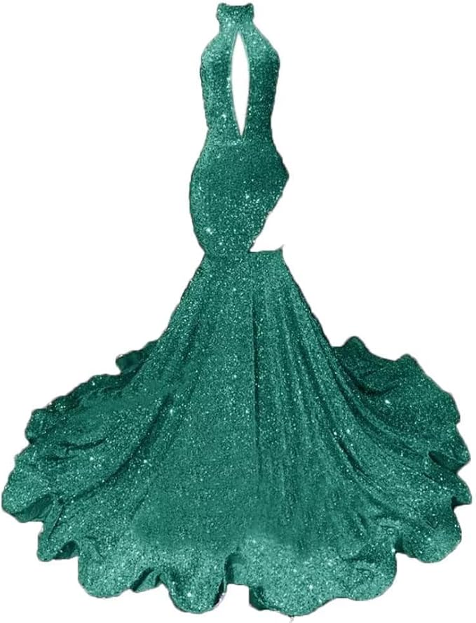 Sexy High Neck Mermaid Evening Long Dress Sequins Sleeveless Celebrity Pageant Dress Cocktail Party Gowns