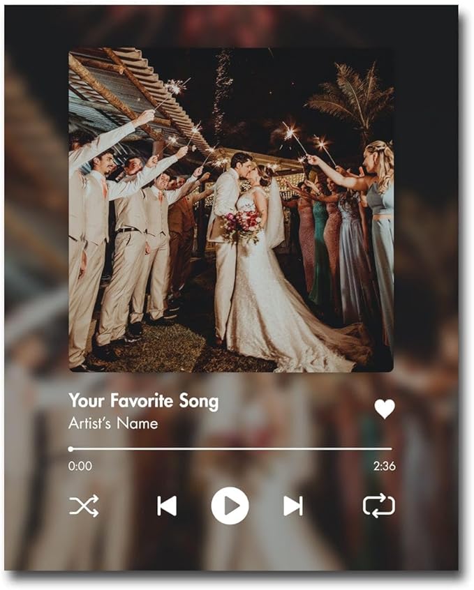 Personal-Prints CUSTOM SONG | Custom Song Title and Photo Wedding Wall Art Gift | Personalized Photos & Song | Anniversary, Wedding, Valentine's Day Gift (11"x14" Stretched Canvas)