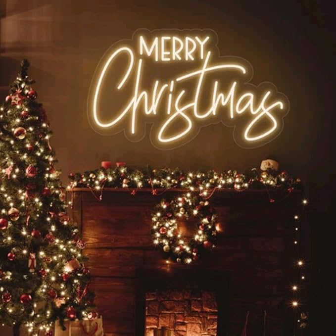 Merry Christmas Neon Sign, Custom Christmas LED Neon Light Home Wall Decor Garden Bar Holiday Event Party Decor Christmas Gift Xmas Gift Size:18x10inches