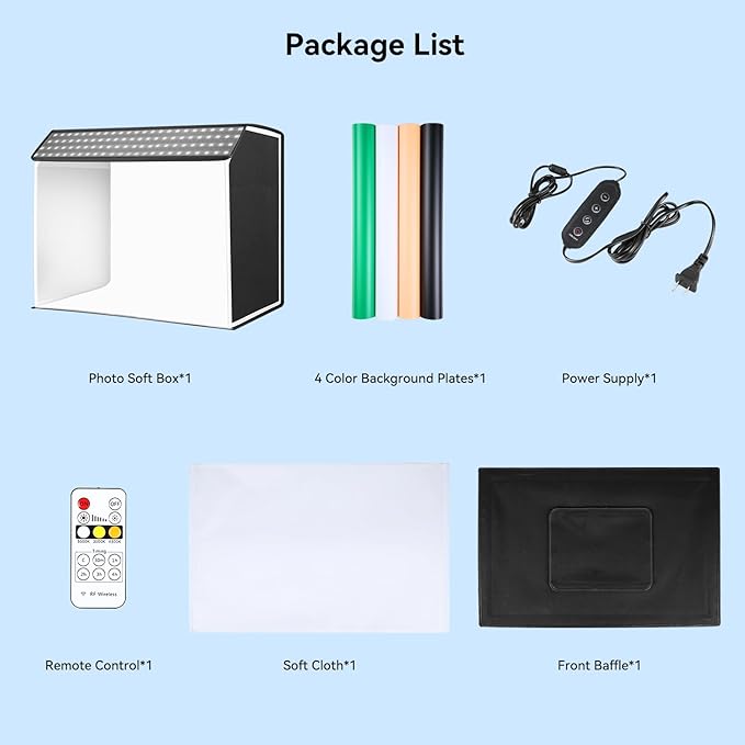 24"x16" Photo Studio Light Box Photography: Takerers 672 LED Large Lightbox for Product with Remote Control, Professional 3000-6500k Dimmable Background Shooting Tent Kit with 4 Color Backdrops