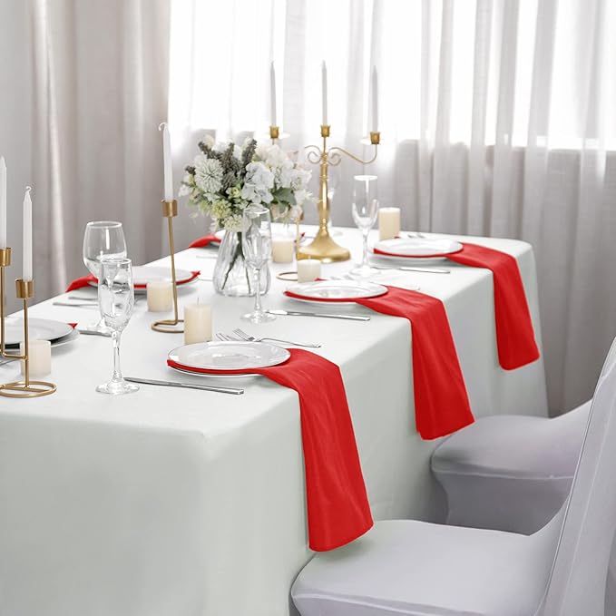 50pcs Polyester Cloth Napkins - 17 x 17 inch Red Dinner Washable Napkins with Hemmed Edges for Restaurant/Wedding/Hotel(50,Red)