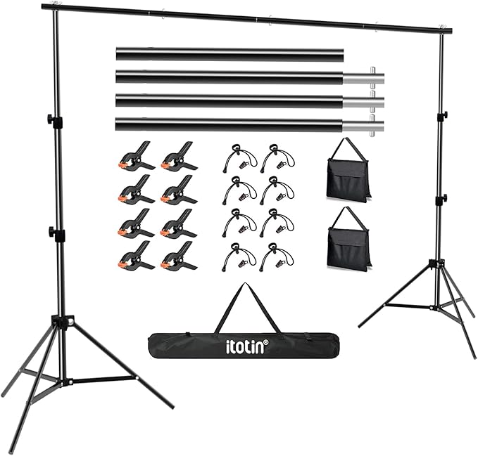 Photo Backdrop Stand for Photography 7ft x 10ft Background Stands for Photoshoot Support Kit with Carry Bag for Photo Studio Parties Events Decoration