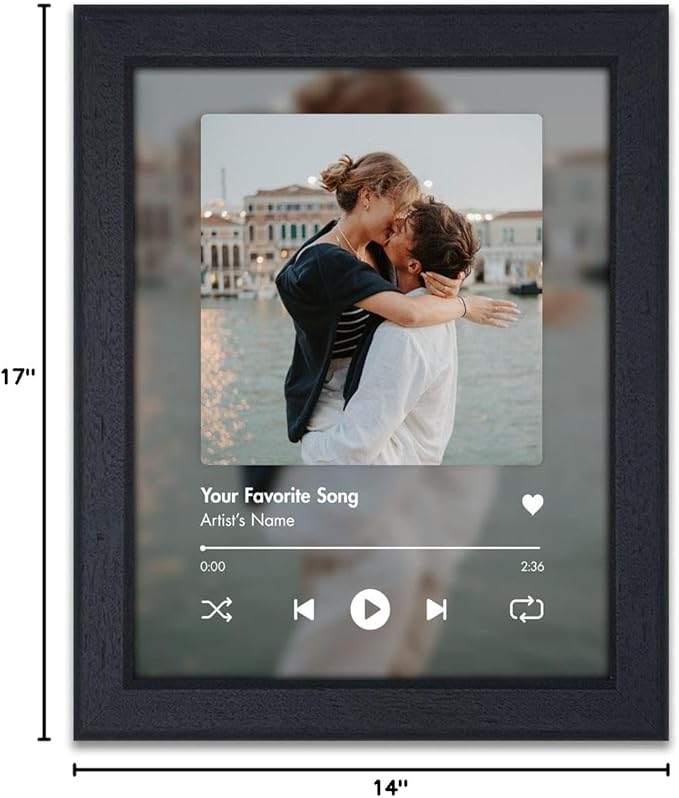 Personal-Prints CUSTOM SONG | Custom Song Title and Photo Wedding Wall Art Gift | Personalized Photos & Song | Anniversary, Wedding, Valentine's Day Gift (11"x14" Framed Paper Print)