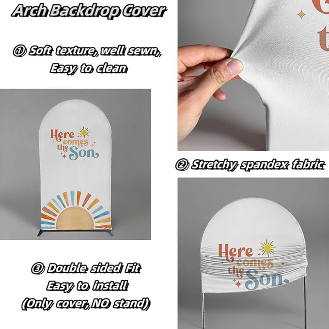 Here Comes The Son Arch Backdrop Cover First Trip Around The Sun Baby Shower Decorations Arch Spandex Cover Groovy Sunshine Birthday Party Fiesta (7.2x4ft Cover,29)