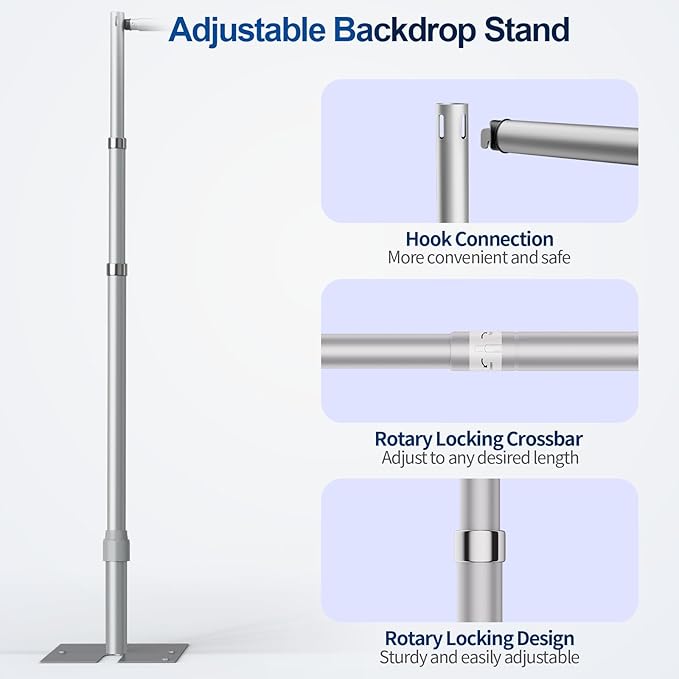 Pipe and Drape Backdrop Stand, 12x10ft Heavy Duty Adjustable Background Frame with Metal Base, Back Drop Holder for Parties Photography Wedding Photoshoot Decoration