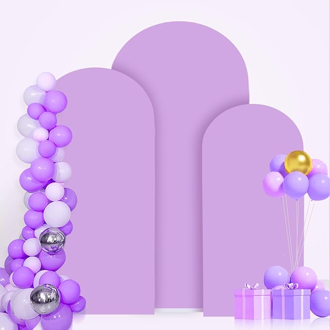 Wedding Arch Cover Set of 3 Lavender Arch Spandex Covers Baby Shower Chiara Arch Backdrop Stand Cover Round Top Stretchy Backdrop 5FT 6FT 7FT Arched Stand Covers for Parties Ornament