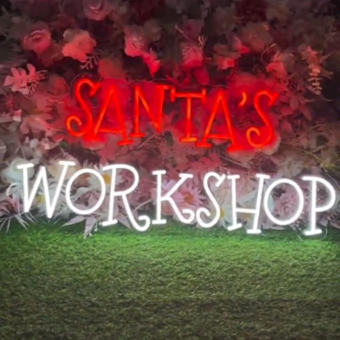 Santa's WorkShop Neon Sign, Custom Christmas Workshop Neon Light Decor, Santa Holiday Toy Shop Window Decor Santa Lover Gift Christmas Gift Size:20x10inches