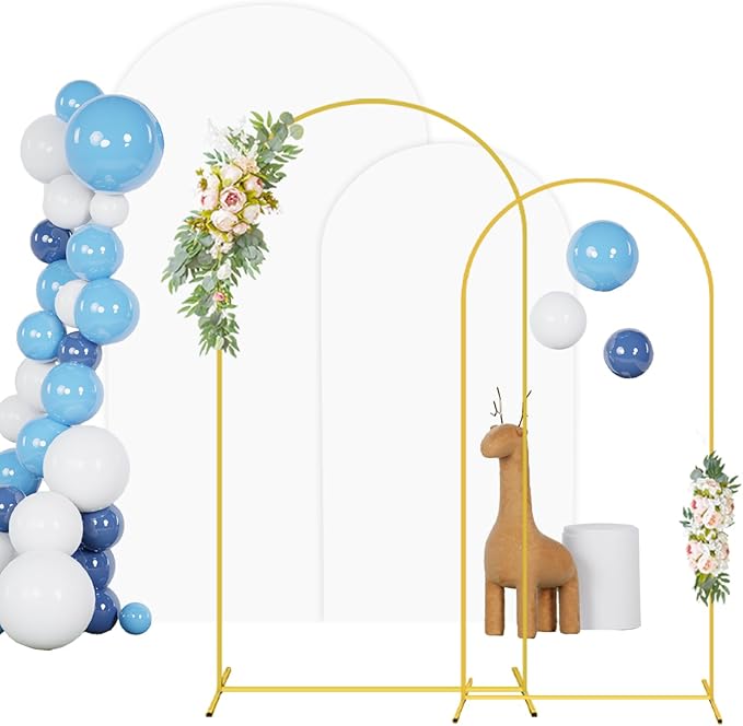 Wedding Arch Stand and White Spandex Arch Stand Cover Set 6FT 7.2FT Chiara Backdrop Stands and Arch Stand Covers Set of 2 for Bridal Baby Shower Birthday Party Banquet Decor