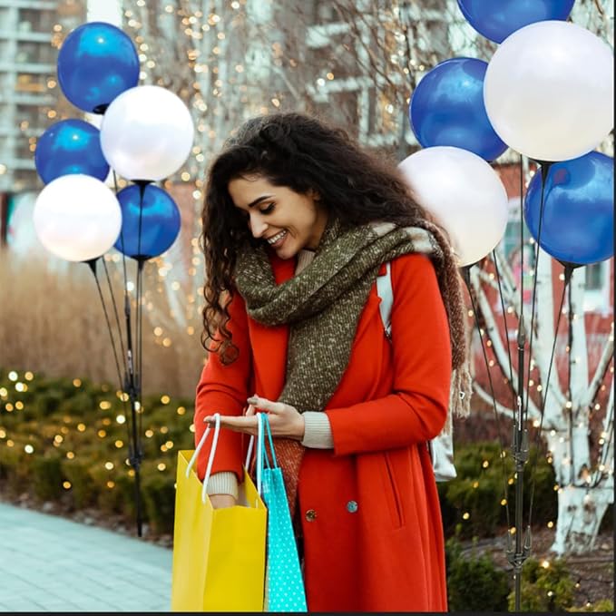 Reusable Outdoor Balloon Clusters - Helium Free, All-Weather, Durable, Plastic Balloons for Advertising, Real Estate, Grand Openings & Events (Blue and White)