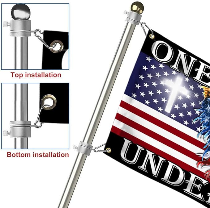 FLAGWIX 3x5 Patriotic American Flags, 4th of July Decorations, One Nation Under God American Eagle Flag - Double Sided, Heavy Duty Canvas - Decorations for Indoor, Outdoor Decor Flag with Grommets