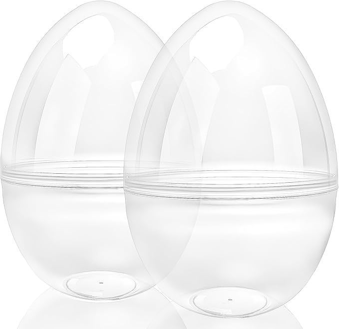 2 Pcs 14 Inch Jumbo Clear Easter Eggs Plastic Transparent Easter Eggs Giant Blank Empty Egg for Easter Egg Hunts