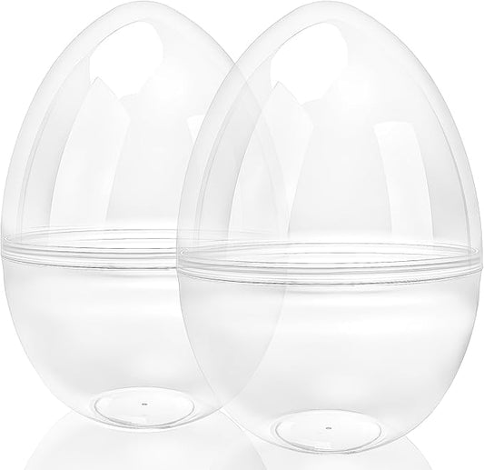 2 Pcs 14 Inch Jumbo Clear Easter Eggs Plastic Transparent Easter Eggs Giant Blank Empty Egg for Easter Egg Hunts