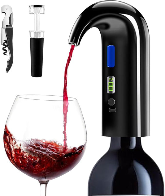 2026 Valentines Day Gifts, Electric Wine Aerator, One-Touch Automatic Wine Decanter for Red & White Wine, Wine Dispenser, Wine Pourer, Wine Gifts for Wine Lovers (Black)