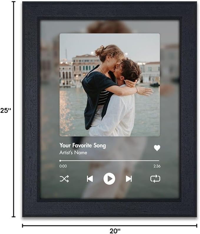 Personal-Prints CUSTOM SONG | Custom Song Title and Photo Wedding Wall Art Gift | Personalized Photos & Song | Anniversary, Wedding, Valentine's Day Gift (20"x24" Float Framed Canvas)
