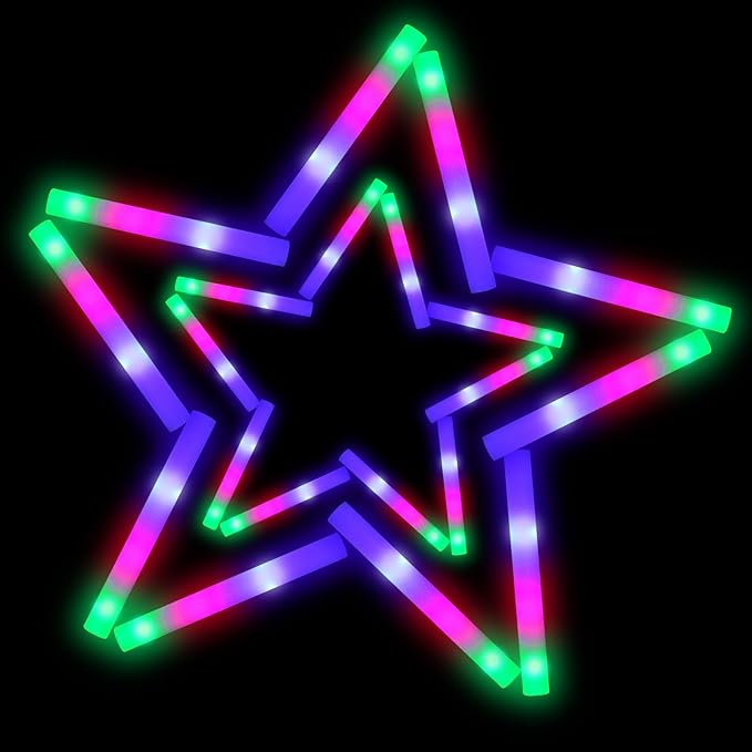 100 Pcs18.5inch Foam Glow Sticks Bulk - 3 Modes Colorful Flashing Led Foam Sticks Glow in The Dark Party Supplies for Christmas Birthday Wedding Party Camping Events Carnival Concert Rave