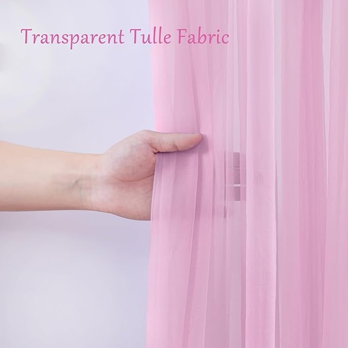 20x10 Pink Tulle Backdrop Curtains for Parties, Sheer Backdrop Curtain Wedding Photo Background Drapes for Baby Shower Photography Birthday Party