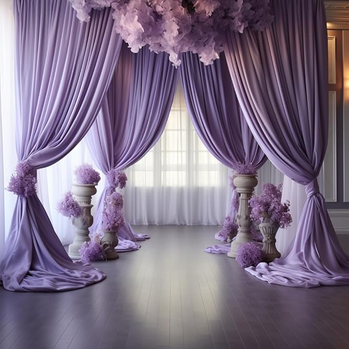 10 ft x 10 ft Wrinkle Free Lavender Backdrop Curtain for Parties, Polyester Light Purple Photo Backdrop Drapes 2 Panels 5x10ft for Baby Shower Photoshoot Wedding Birthday Party Photography Curtains