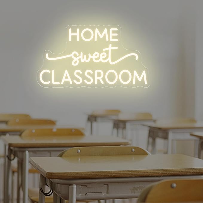 Home Sweet Classroom Neon Sign, Classroom Door Hanger, Teacher's Day Gift, Home Sweet Classroom, Classroom Decoration, 16.5"x9.3"
