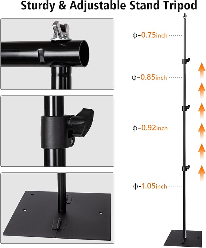 Pipe and Drape Photography Backdrop Stand Kit Adjustable Photo Background Stand 10ft x 8.5ft with Metal Base for Parties Weddings Birthday Party Events Photo Booth with 4 Clamps,Carrying Bag.