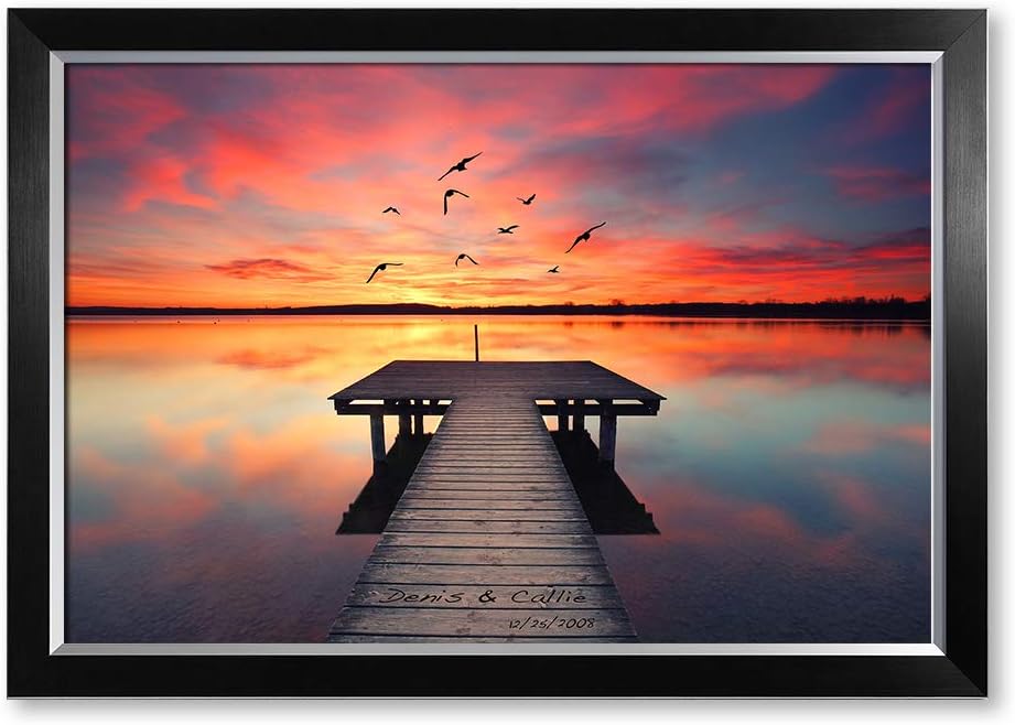 IPIC - Our Own Sunset Personalized Artwork with Names, Customized Gift for Anniversary. Giclee Wallart with High Grade Frame. Picture Size: 30x20