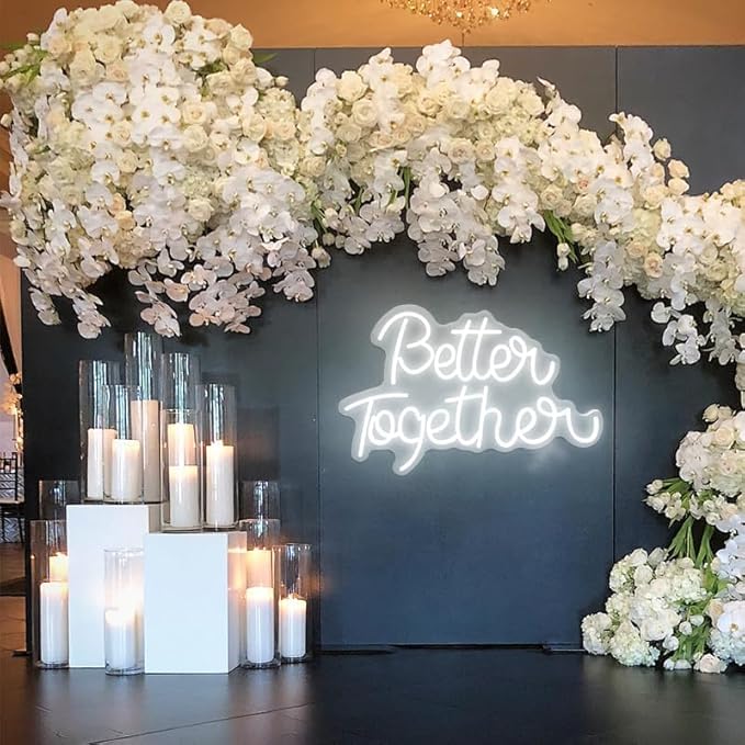 Better Together Neon Sign for Party Backdrop Wall Decor Better Together LED Light Up Letters for Party Decorations Neon Lights Teen Bedroom Reunion Decoration Gifts Photo Prop USB 21.7x13.8 Inch (white)