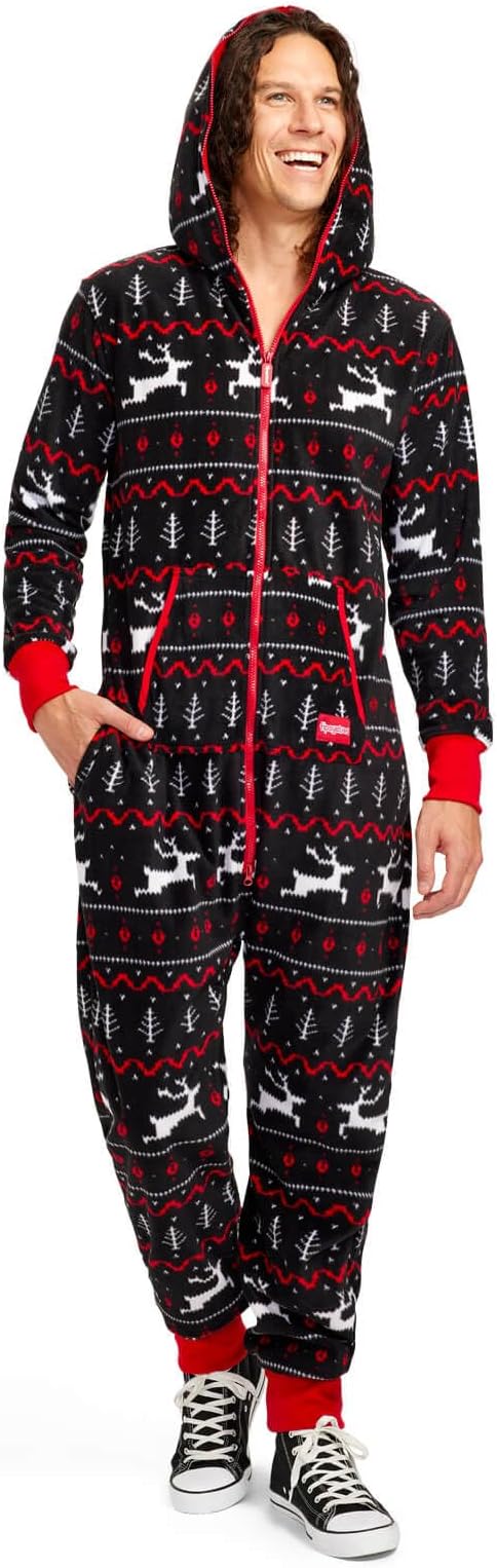Tipsy Elves Christmas Onesies for Adults - Comfy Unisex Matching Holiday Jumpsuits with Convenient Pockets