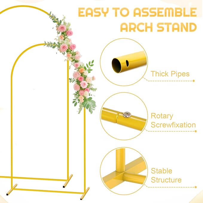 FUHSY Wedding Metal Arch Backdrop Stand with Sage Green Arch Cover 7.2FT, 6FT Balloon Arches Stand and Cover Set of 2 Spandex Arched Backdrop Covers for Birthday Party Baby Shower Ceremony Arbor Decor