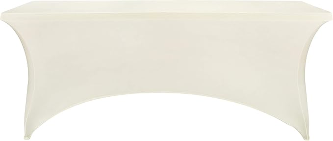 FORLIFE 4Pack Spandex Table Covers，Fitted Tablecloth for Rectangular Tables, Stretch Patio Table Covers, Universal Spandex Table Cover for Wedding, Banquet, Party (6ft, Ivory)