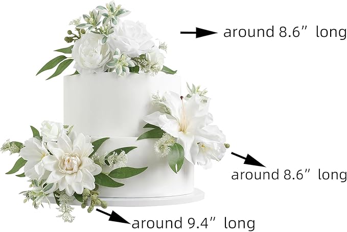 Serra Flora 3Pcs Pre-made Silk Flowers Cake Topper Wedding Artificial Flowers Decor Artificial Rose Cake Decorations for Birthday Baby Shower Engagement Anniversary Party Supplies.