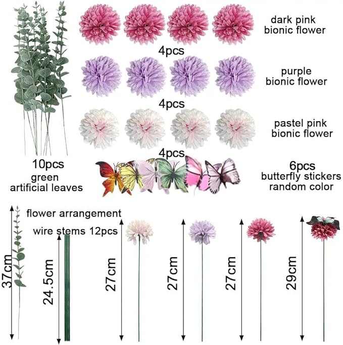 Green Pink Purple Balloon Arch Double Stuffed Pink Yellow Sand White Balloon Garland with Bionic Flower Leaf Butterfly Stickers for Spring Birthday Garden Wildflower Baby Shower Easter Party Decor