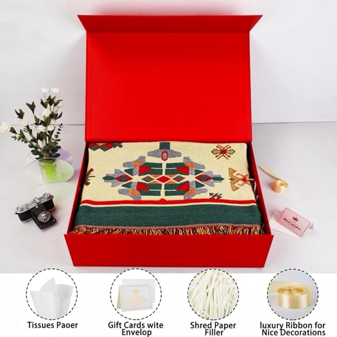 UoeRing 1 Extra Large Red Gift Box 20x16x7 inch Luxury Gift Box for Presents with Magnetic Closure Lid Collapsible,Birthday,Christmas,Contains Card, Ribbon,Tissue Paper,Shredded Paper Filler