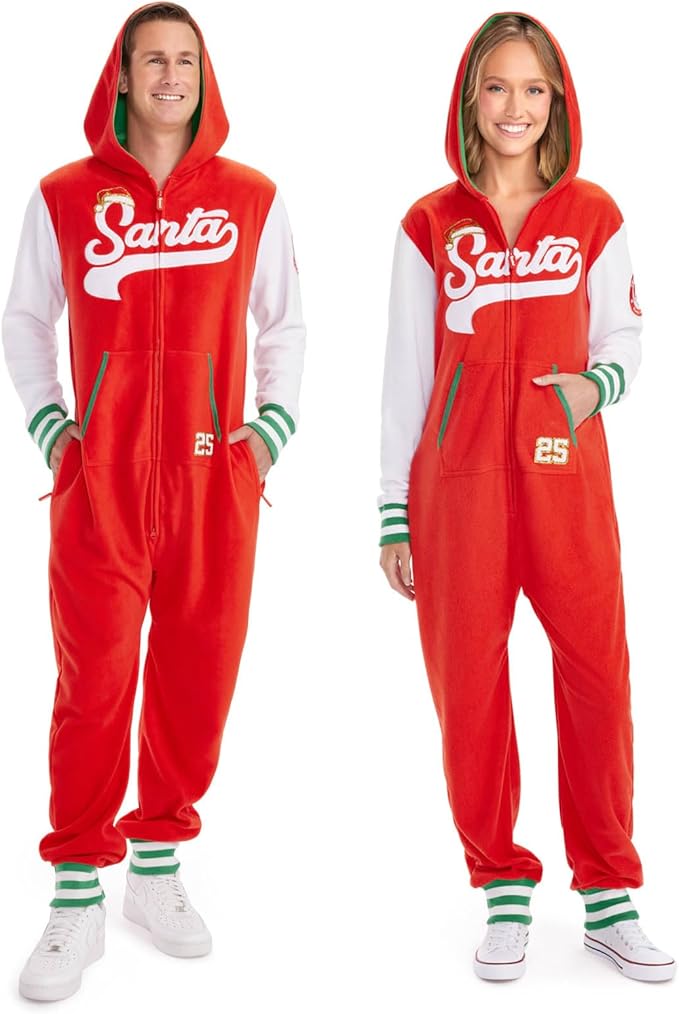 Tipsy Elves Christmas Onesies for Adults - Comfy Unisex Matching Holiday Jumpsuits with Convenient Pockets