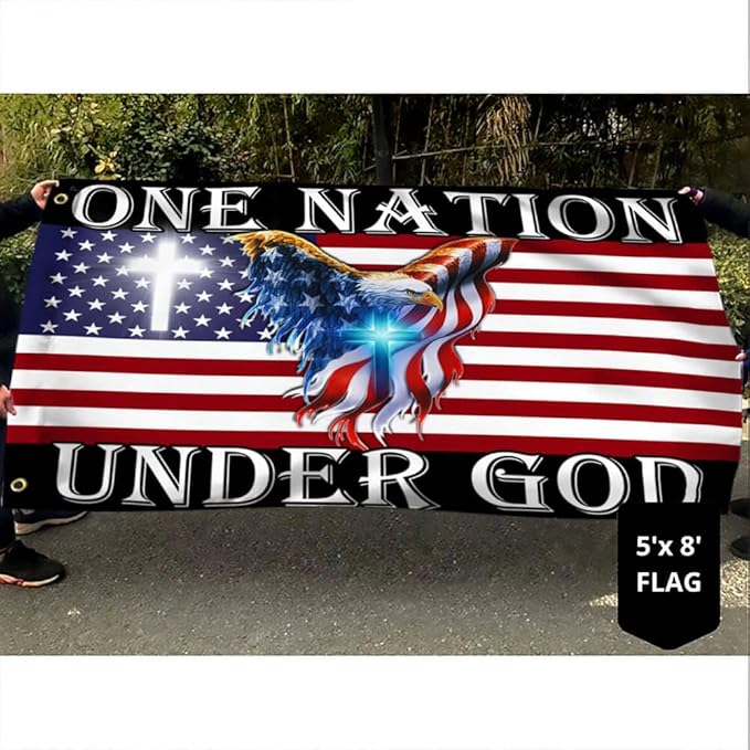 FLAGWIX 3x5 Patriotic American Flags, 4th of July Decorations, One Nation Under God American Eagle Flag - Double Sided, Heavy Duty Canvas - Decorations for Indoor, Outdoor Decor Flag with Grommets