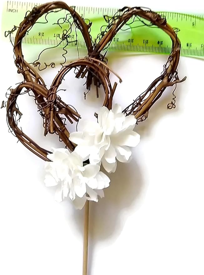 Simple Rustic Cake Topper with White Paper Carnation Flowers
