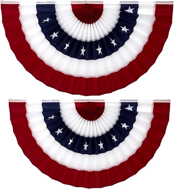 – 2-Pack! 2’ x 4’ American Made Cotton Flag Bunting. Fully Sewn Stars & Stripes Patriotic Bunting Banner!